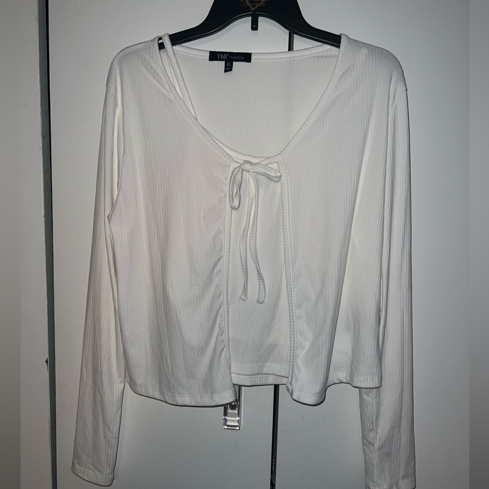 Tie front cardigan set